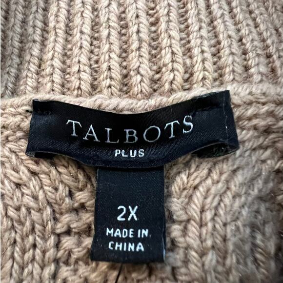 NEW Talbots Cable Knit Mockneck Sweater in Rattan Size 2X - Picture 4 of 6